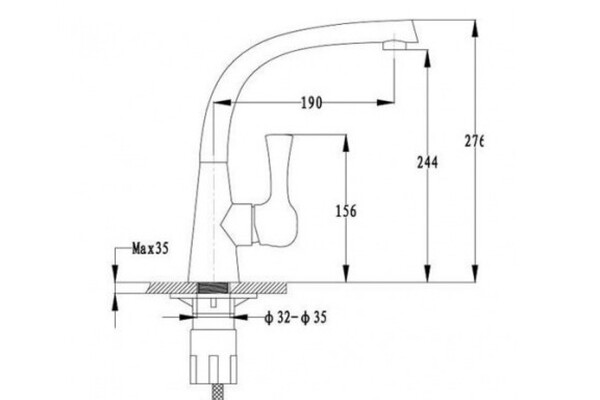 Смеситель Кухня EWIGSTEIN d=40мм боковой (топаз) (37235063)