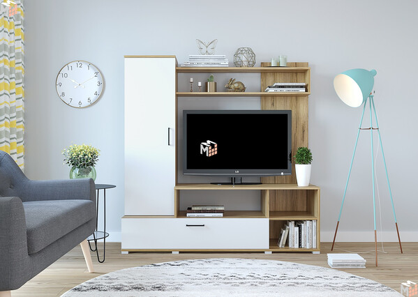 Гостиная Лима (1500*1520*440) крафт золотой/белый (4 места)