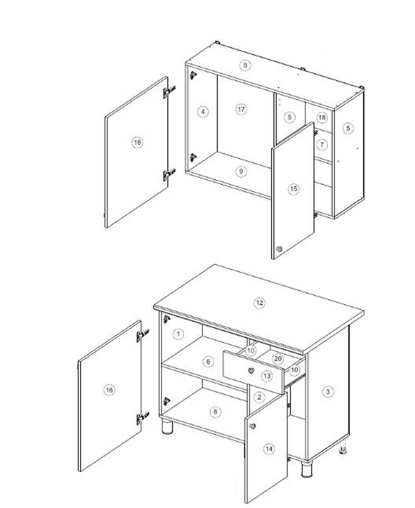 КОРПУС Кухня "POINT 100" (белый) (3 места)