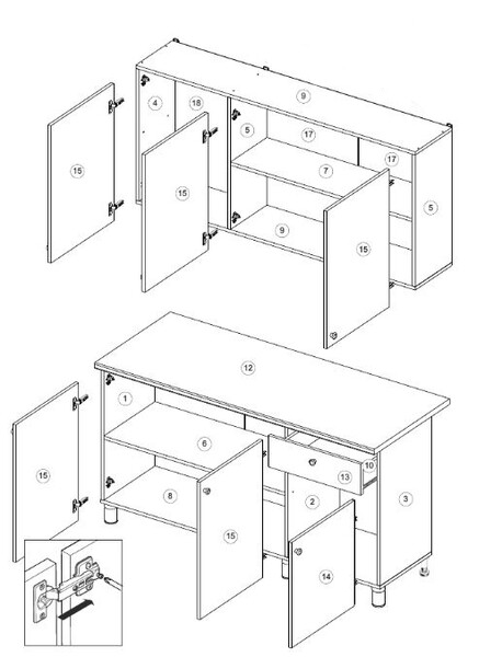 КОРПУС Кухня "POINT 150" (белый) (3 места)