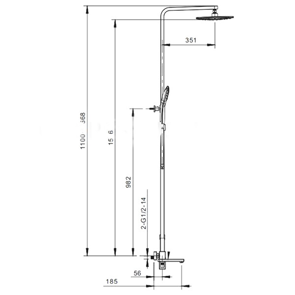 G2417-6 Душевая система GAPPO c верхним душем,ручной лейкой (черный)