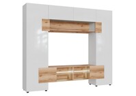 РИВЬЕРА Стенка Белый/ЛДСП Дуб Крафт золотой/МДФ глян Белый (6 мест) НФ720