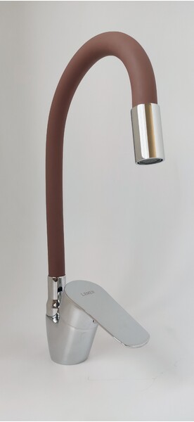 Смеситель Кухня Lemen шар d40 боковой, коричневый излив (LB 91482/28-К9) на гайке 