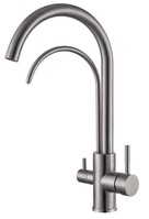 FS0162 Смеситель Кухня Fmark под фильтр питьевой воды, шар., 2 гусака, Сатин