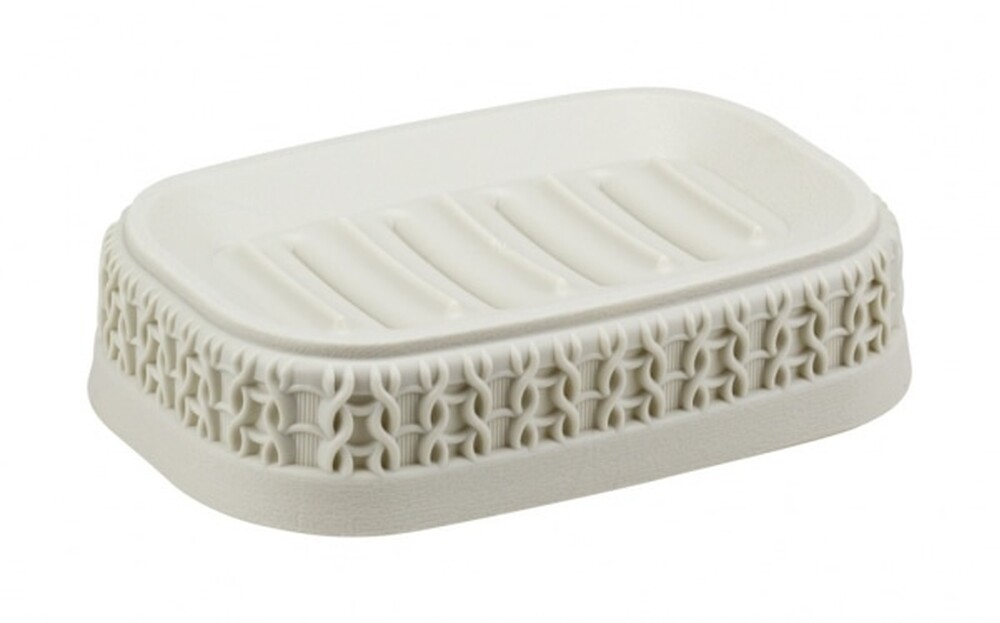 МЫЛЬНИЦА "Вязание" Белый ротанг 9,5х13,5х3,5см ("М-пластика") (М 2238)