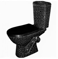 Унитаз-компакт Rosa "УЮТ" Кракелюр Черный 2-х режимная арматура, антивсплеск, косой выпуск (г.Киров)