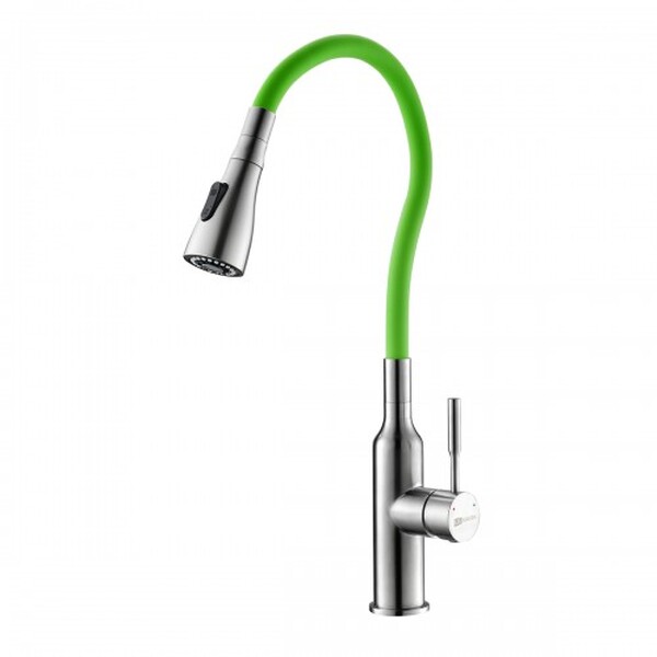 LM5082S-Green Expert Смеситель для кухни с гибким изливом, сталь ЗЕЛЕНЫЙ LEMARK