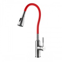 LM5082S-Red Expert Смеситель для кухни с гибким изливом, сталь КРАСНЫЙ LEMARK