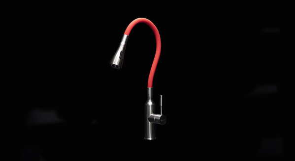 LM5082S-Red Expert Смеситель для кухни с гибким изливом, сталь КРАСНЫЙ LEMARK