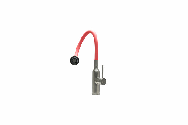 LM5082S-Red Expert Смеситель для кухни с гибким изливом, сталь КРАСНЫЙ LEMARK