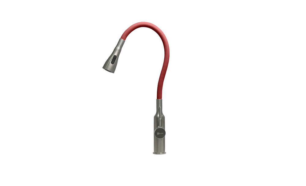 LM5082S-Red Expert Смеситель для кухни с гибким изливом, сталь КРАСНЫЙ LEMARK