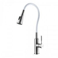 LM5082S-White Expert Смеситель для кухни с гибким изливом, сталь БЕЛЫЙ LEMARK