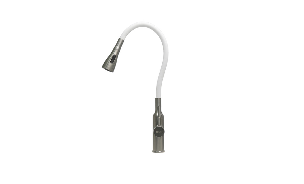LM5082S-White Expert Смеситель для кухни с гибким изливом, сталь БЕЛЫЙ LEMARK