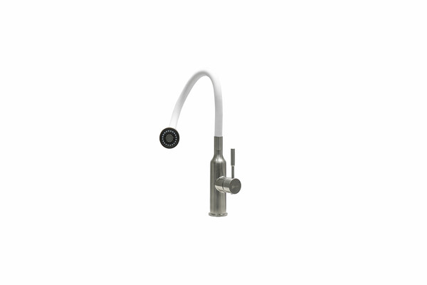 LM5082S-White Expert Смеситель для кухни с гибким изливом, сталь БЕЛЫЙ LEMARK