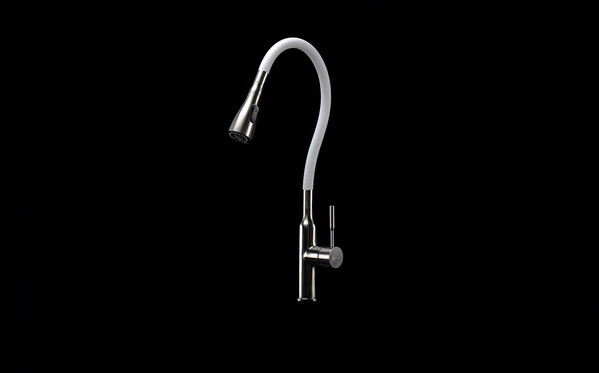 LM5082S-White Expert Смеситель для кухни с гибким изливом, сталь БЕЛЫЙ LEMARK