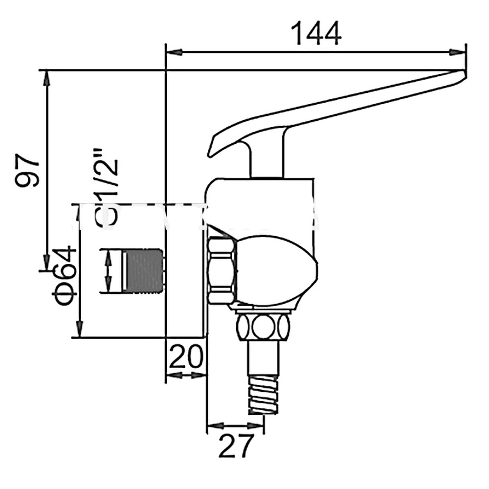  2074 Смеситель Ванна Душ LEDEME шар d-35