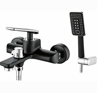 3274В Смеситель Ванна LEDEME кор нос, дивертор в корпусе (черный/хром)