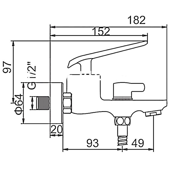 3274В Смеситель Ванна LEDEME кор нос, дивертор в корпусе (черный/хром)
