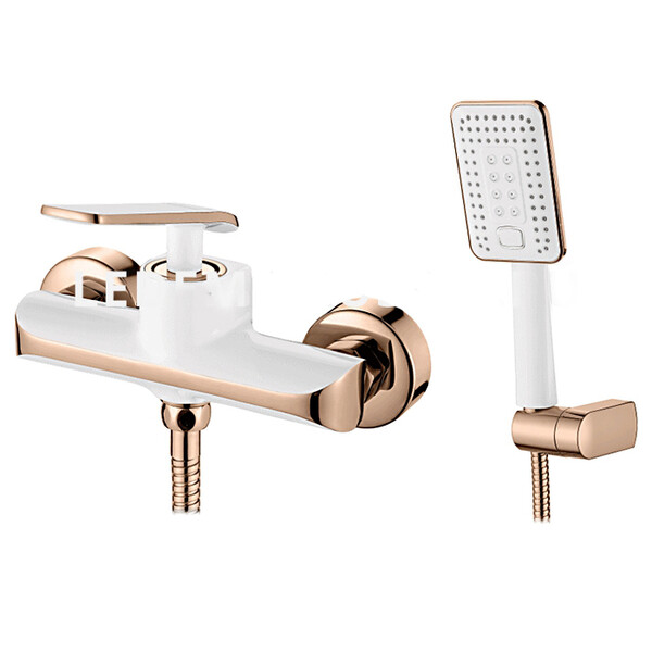  2074WR Смеситель Ванна Душ LEDEME (белый/роз золото) шар d-35