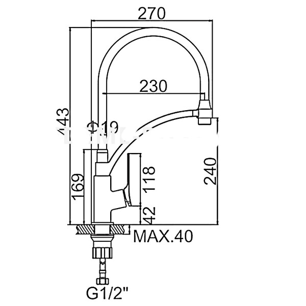  4075-2 Смеситель Кухня LEDEME с силиконовым изливом,на гайке