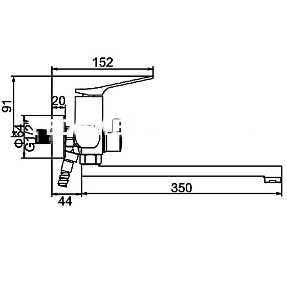 2275В Смеситель Ванна LEDEME дл излив, дивертор в корпусе (черный)