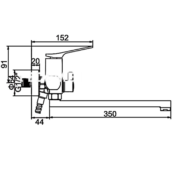 2275В Смеситель Ванна LEDEME дл излив, дивертор в корпусе (черный)