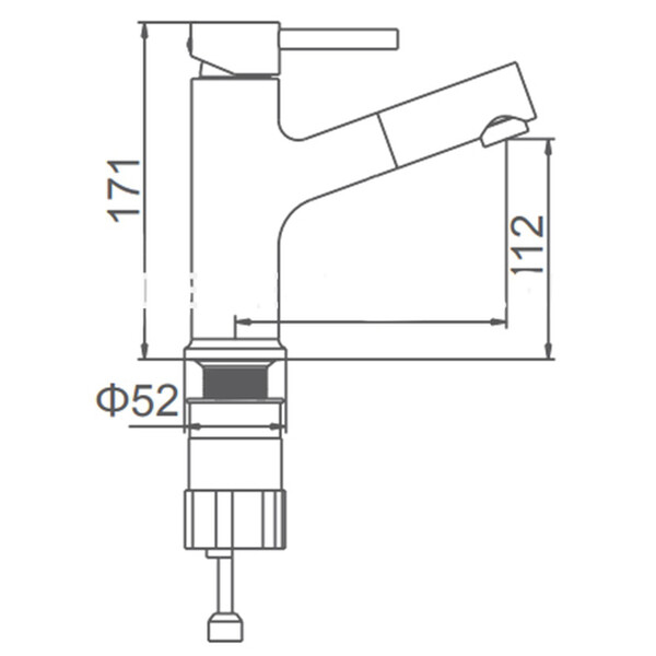 1055В-25 Смеситель Тюльпан LEDEME с выдвижной лейкой (черный)