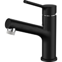 1055В-25 Смеситель Тюльпан LEDEME с выдвижной лейкой (черный)