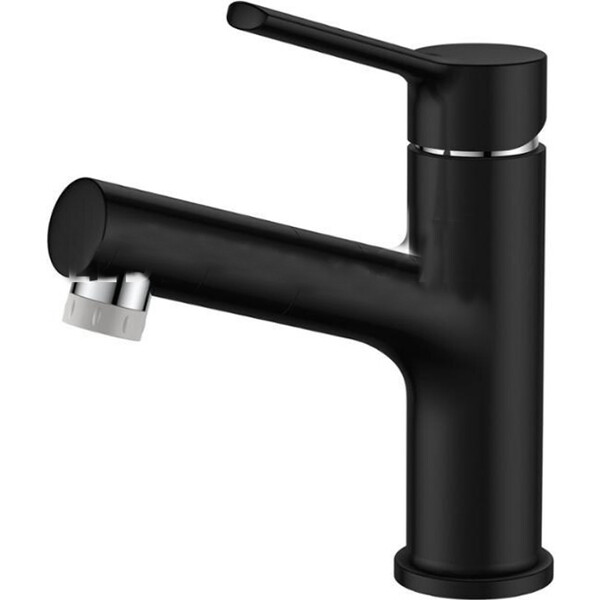 1055В-25 Смеситель Тюльпан LEDEME с выдвижной лейкой (черный)