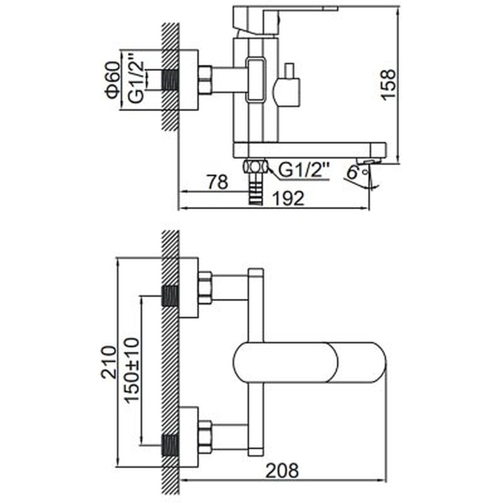 73216 Смеситель Ванна LEDEME НЕРЖАВЕЙКА короткий нос