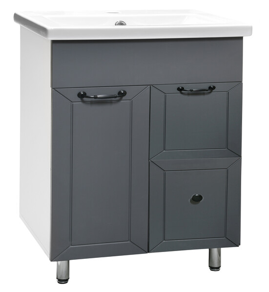 Подстолье SANTREK HOME "Вегас-70" (Графит софт) 2 двери 1 ящик под умывальник "Como-70" 657х800х430