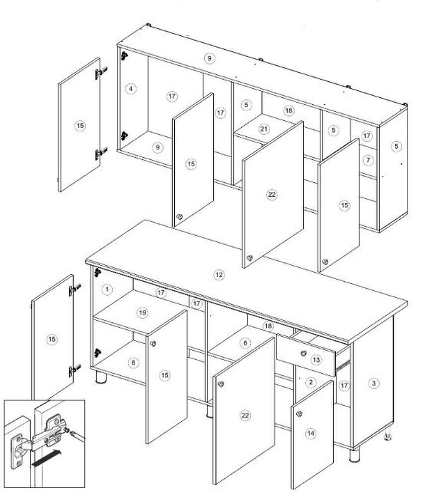 КОРПУС Кухня "POINT 180" (белый) (3 места)