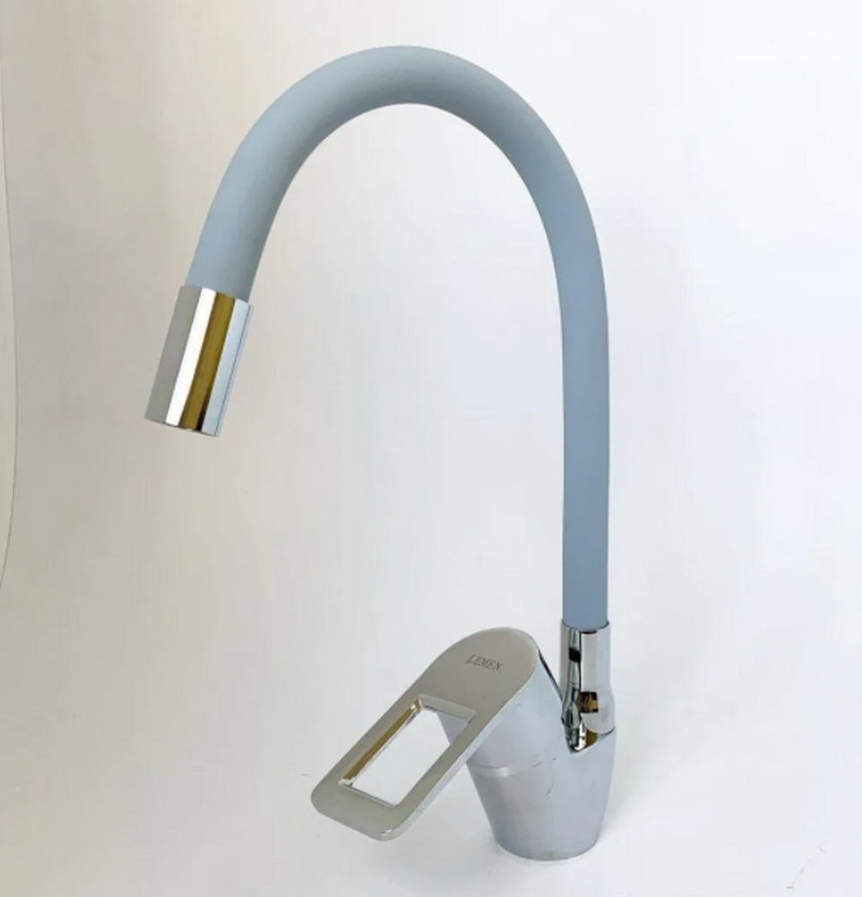 Смеситель Кухня Lemen шар d40 боковой, серый излив (LB 91428/82-Н9) на гайке 