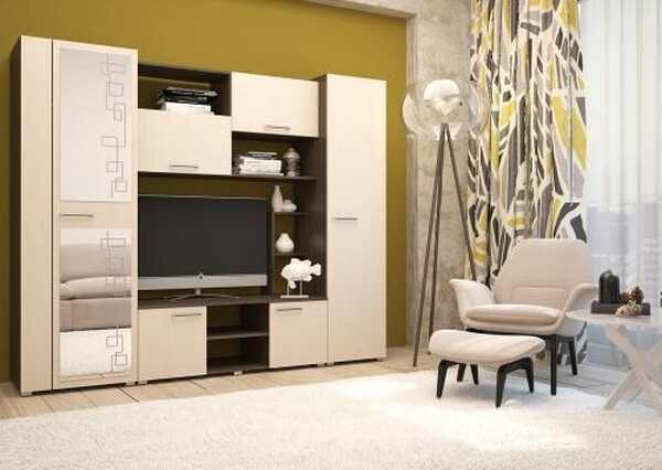 Гостиная Флора - 2 венге/дуб (8 мест)