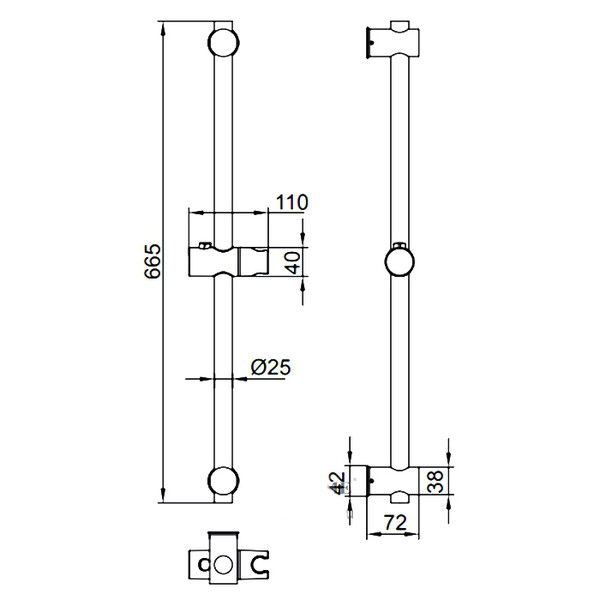 Стойка душевая (L78001B-3) LEDEME (нерж сталь) ЧЕРНЫЙ