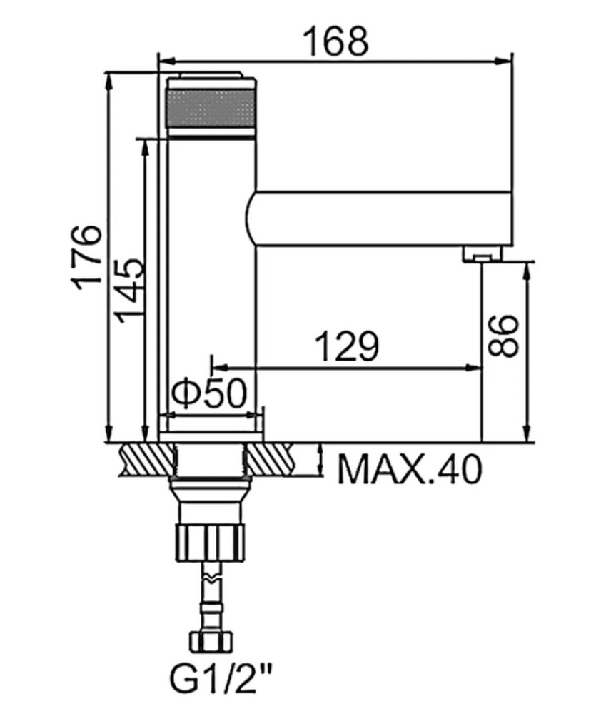 1076U Смеситель Тюльпан LEDEME d-35 на гайке (Графит)