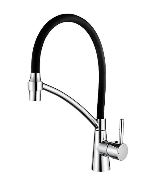  4399В-2 Смеситель Кухня LEDEME d-35 с силиконовым изливом (черный/хром)