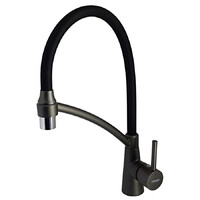 4399U-2 Смеситель Кухня LEDEME d-35 с силиконовым изливом (черный/графит)