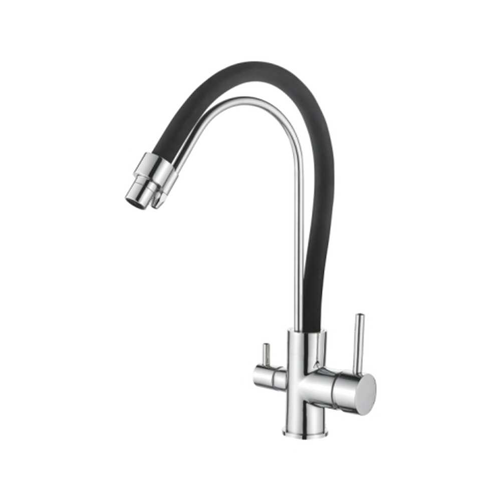 4755-2 Смеситель Кухня LEDEME d-35 с выходом для питьевой воды (черный+хром) *