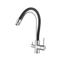 4755-2 Смеситель Кухня LEDEME d-35 с выходом для питьевой воды (черный+хром) *