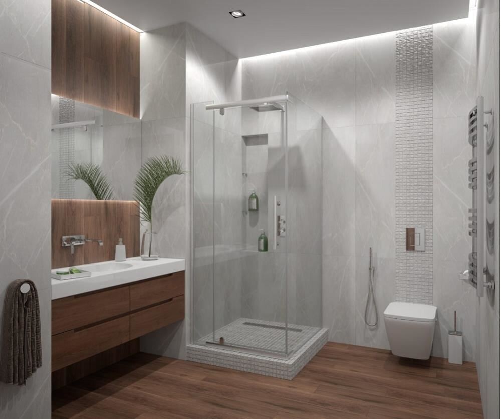 Душевое ограждение ERLIT ER10109H-C4 (90*90*200) стекло тонированное 6 мм. 3к.