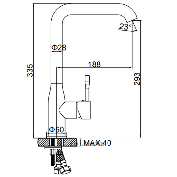 4698U Смеситель Кухня LEDEME d-40 МАКСИ (темно-серый)