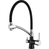 4855В-2 Смеситель Кухня LEDEME d-35 с выходом для питьевой воды (черный/черный)