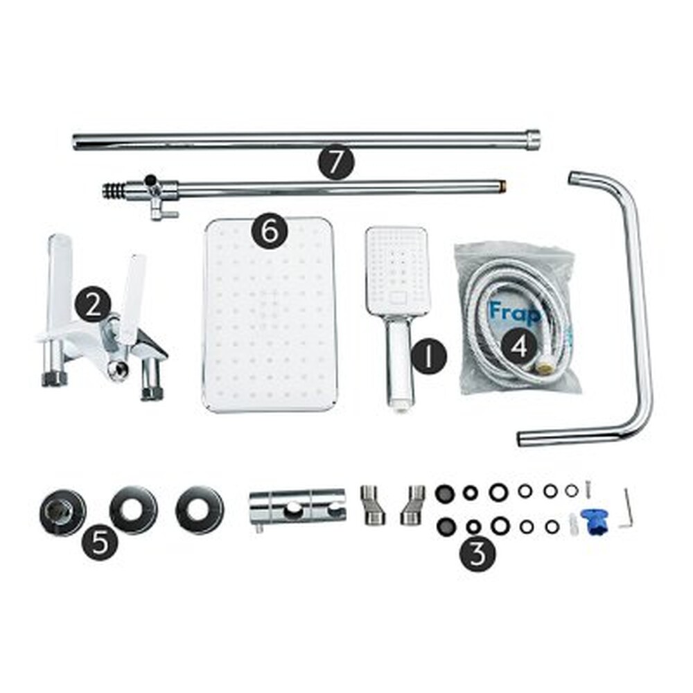  2458 Душевая система Frap d-35 с лейкой и верхним душем (белый/хром)   СНИЖЕНА ЦЕНА !!!