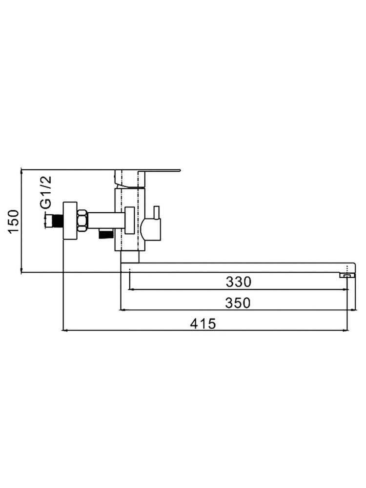 22805 Смеситель Ванна Frap d-35 длинный излив НЕРЖАВЕЙКА