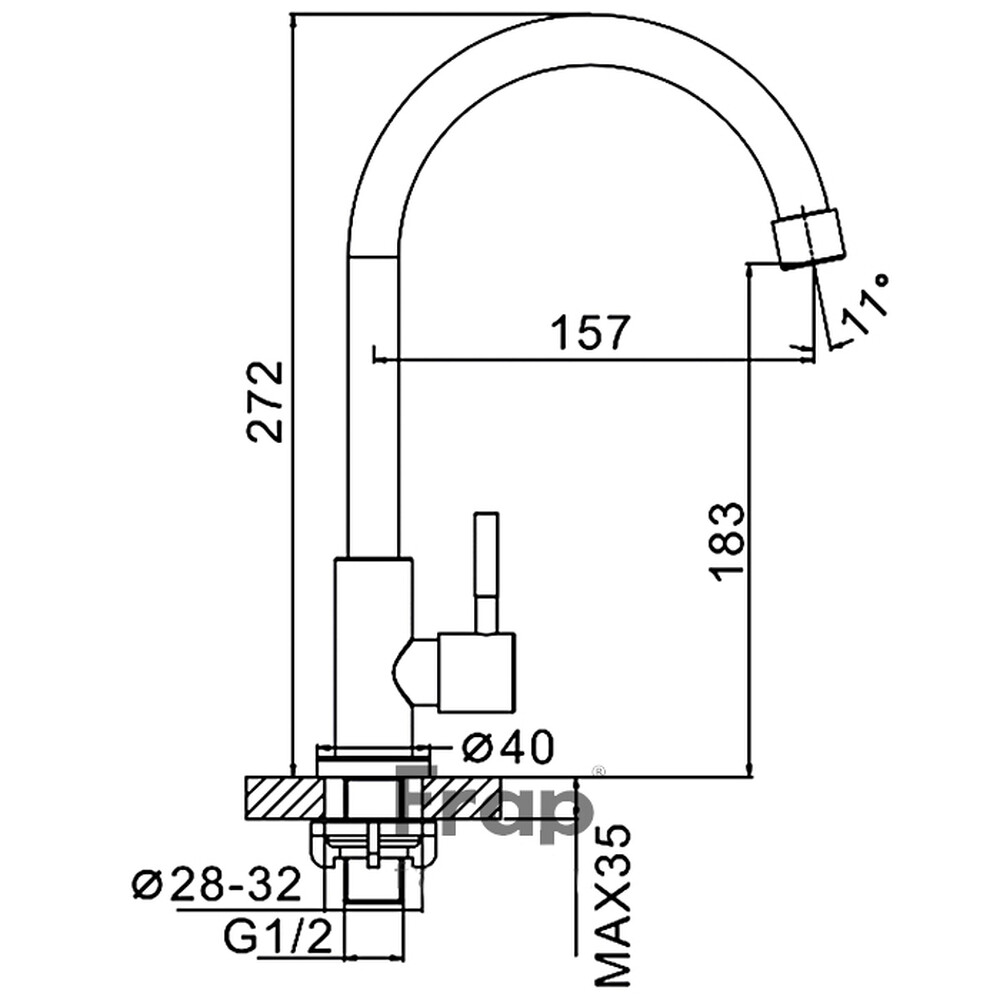 41899-6 Смеситель Кухня МОНО Frap d-35 НЕРЖАВЕЙКА 