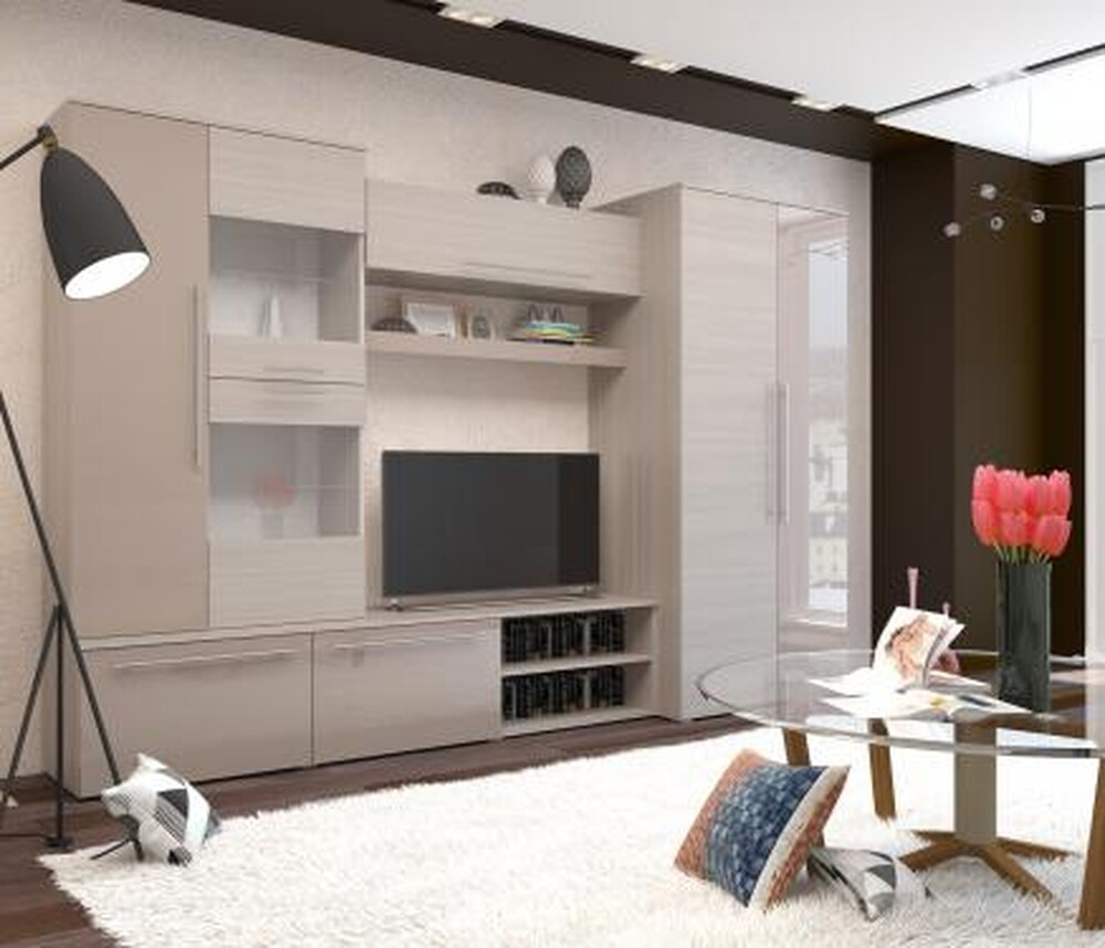 Гостиная Монако МДФ ясень/капучино (6 мест)