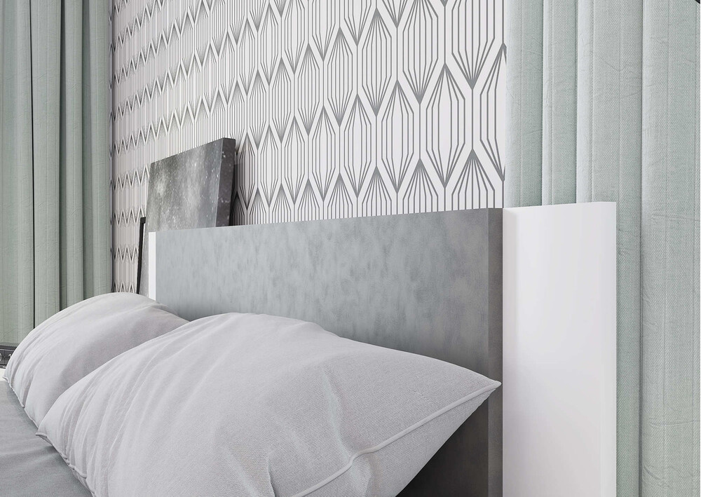 Кровать "NOVA" 1,6м (белый / бетон) (3 места)