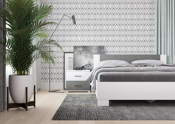 Кровать "NOVA" 1,6м (белый / бетон) (3 места)