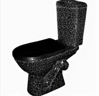 Унитаз-компакт Rosa "КОМФОРТ" Кракелюр Черный, 2-х режимная арматура, антивсплеск, косой выпуск (г.Киров)